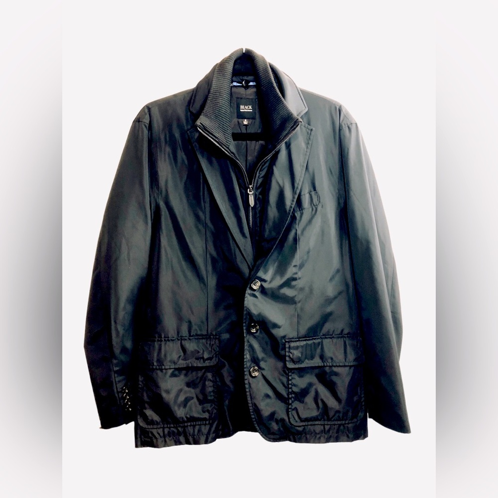 Black Saks Fifth Avenue Water Repellent Blazer Coat Jacket Mens Small Workwear